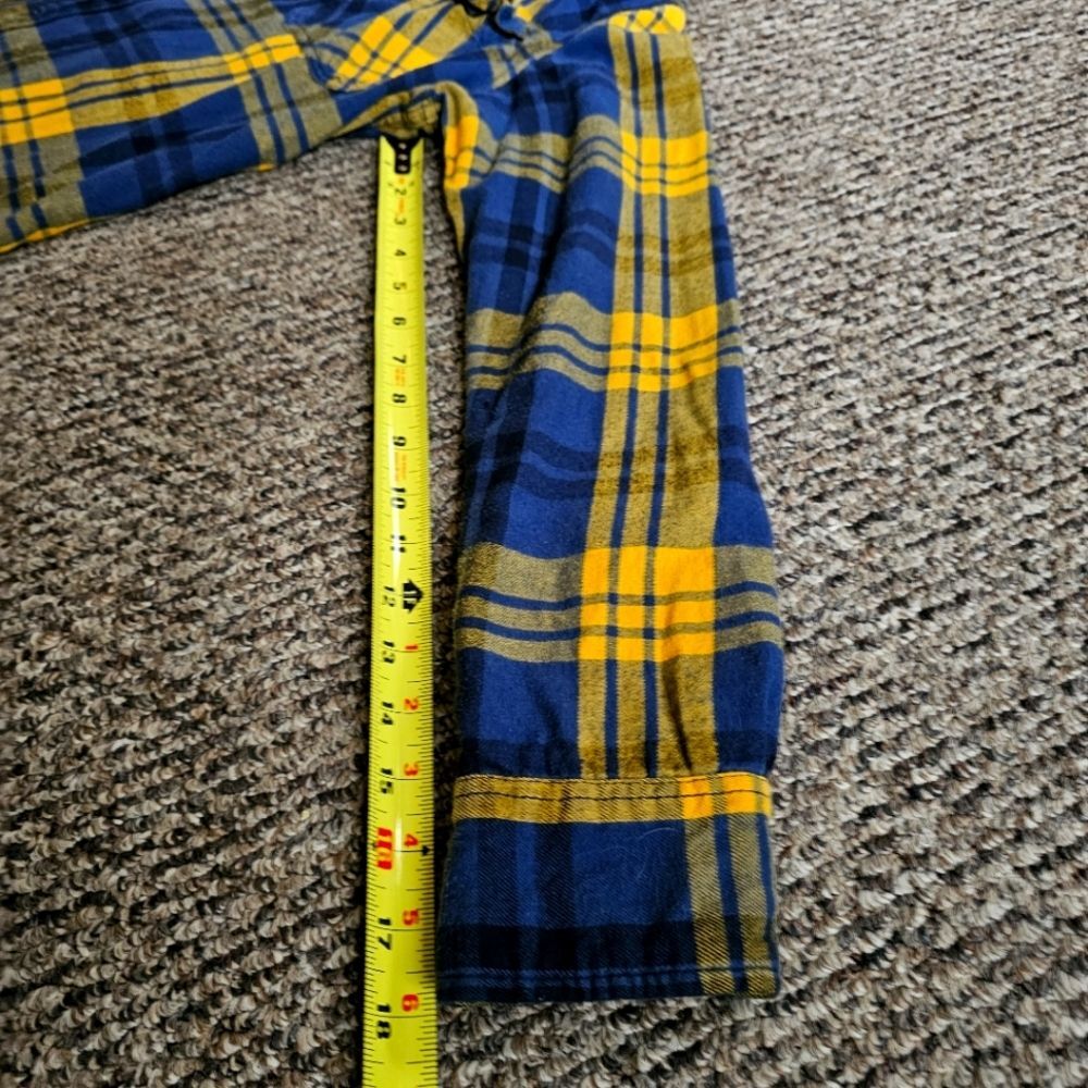 Arizona Jean Co. Blue & Gold Plaid Flannel Long Sleeve Button-Up Pockets Sz. L - Picture 6 of 8